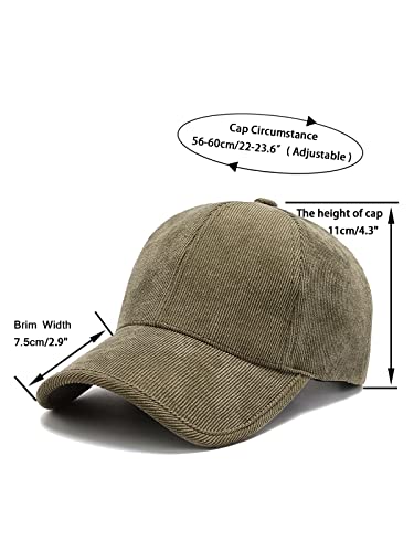 Classic Corduroy Cotton Baseball Caps Vintage Low Profile Dad Hat with Adjustable Strap Buckle Unisex Trucker Hat - color: Green
