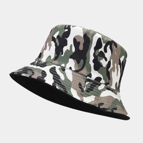 Printed Bucket Hat - Reversible Packable Summer Travel Beach Sun Cap for Men Women Teens - color: Camo