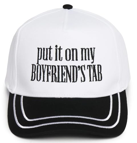 D&Y Retro 2-Tone Canvas Baseball Cap for Women - Funny Embroidered Distressed Snapback, Adjustable Cotton Dad Hat - color: Boyfriends Tap-black