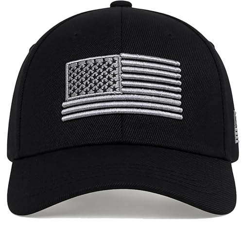 IZUS Women USA-Flag Baseball-Cap American Patriotic Baseball Hats Men's Distressed-Cotton Dad-Hat for Adult Teens - color: Black-grey Flag, size: One Size