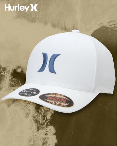 Hurley Men's Caps - One & Only Flexfit Baseball Cap - Fitted Hats for Men (S-XL) - color: Summit White, size: Small-Medium