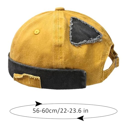 Men Dome Brimless Hats Sailor Docker Beanie Cap Hip Hop Skull Caps - color: Yellow