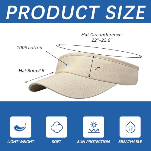Adjustable Sport Sun Visor Hats Bulk Solid Color Blank Golf Cap Anti Ultraviolet for Beach Tennis Baseball - color: Khaki
