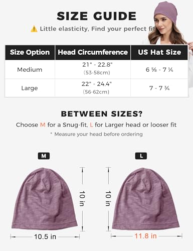 ROYBENS Lightweight 100% Cotton Slouchy Summer Beanie Men Women, Chemo Cap - color: 1pc Purple, size: Medium