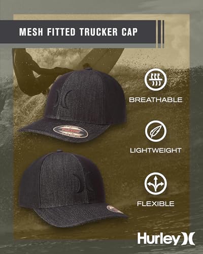Hurley Mens Baseball Cap Laguna Icon Trucker Hat, Curved Brim - color: Black(black), size: Large-X-Large