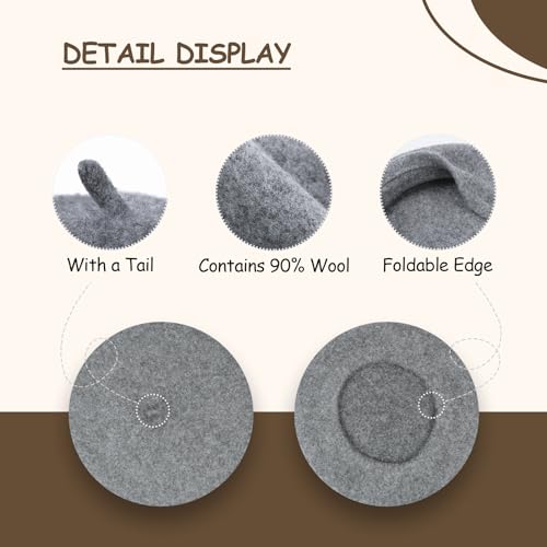 Gllutt Women Wool Beret Hat French Style Solid Color - color: Melange Tele Gray