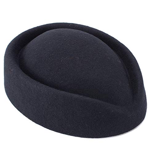 Lawliet Wool Stewardess Air Hostesses Pillbox Hat Millinery Teardrop Fascinator Base A040 - color: Black