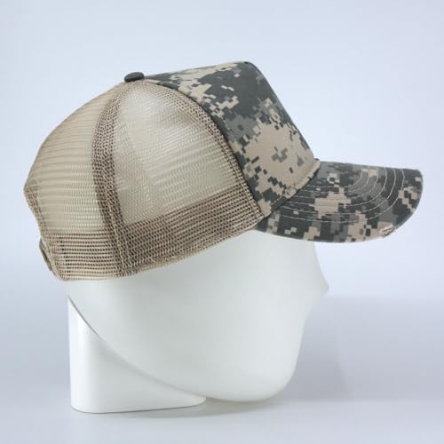 The Vintage Year High Crown Foam Mesh Camouflage Trucker Hat Baseball Cap - color: Distressed Digital Camo
