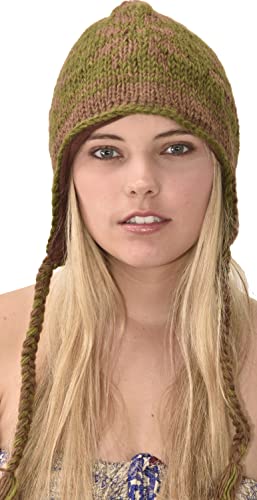 Hand Made 100% Merino Wool Ear Flap Snowboard Ski Chullo Peruvian Style Nepal Himalayan Sherpa Earflap Fleece Lined Winter Beanie Hat