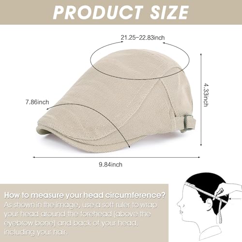 3Pcs Cotton Newsboy Hat for Men Cool Adjustable Flat Cap - color: Wy1-black+lightgrey+khaki