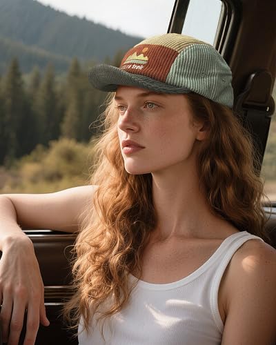 Clakllie Vintage Corduroy 5 Panel Hat Casual Short Brim Baseball Caps Unstructured Dad Hats Unisex Trucker Snapback Hat - color: Cdus-bswp2585-gray Green