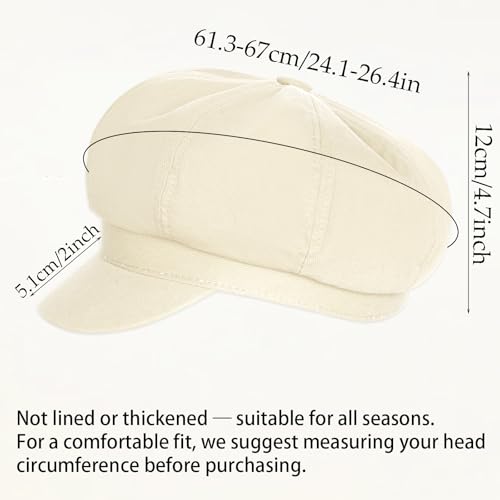 Newsboy Cape for Women - Classic 8-Panel Vintage Cabbie Baker Hat - color: Beige