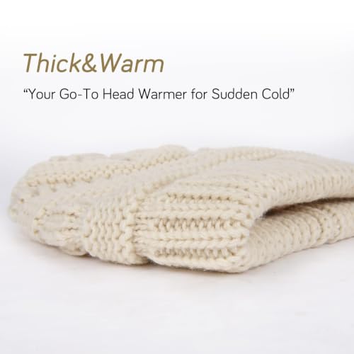 FURTALK Winter Beanie Hat for Women Satin Lined Cable Knit Chunky Slouchy Beanies Skull Warm Cap - color: Beige