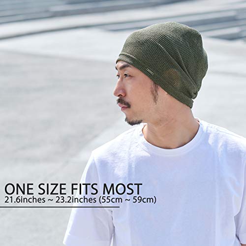 CHARM Mens Light Weight Summer Beanie - Womens Breathable Slouchy Baggy Knit Hat - color: Black