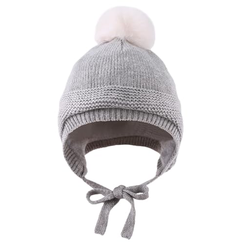 JANGANNSA Basic Winter Baby Beanie Gloves Boy Girl Knitted Kids Hat Mitten - color: Gray Hat+gloves No Thumb, size: 0-6 Months