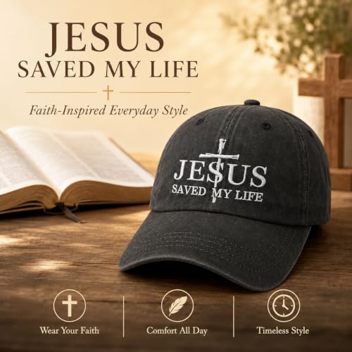 Man of God Husband Dad Embroidered Hat Camping Caps for Women - color: Jesus Saved My Life 35