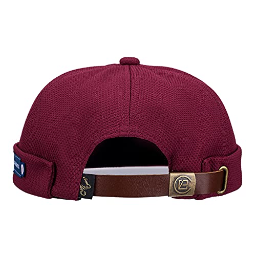 CLAPE Watch Cap Work Beanie Corduroy Docker Leon Brimless Hat Rolled Cuff Harbour Hat - color: Ct18-wine Red