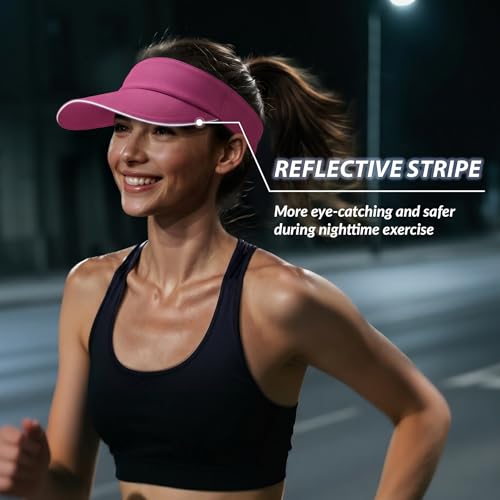 Sukeen Women's Adjustable Fit Runners Lightweight Comfort Performance Visor, Sports Sun Visor One Size Fits Most - color: Rose Red
