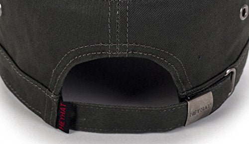 QZUnique Adjustable Flat Top Cap Solid Brim Army Cadet Style Military Hat - color: C- Army Green