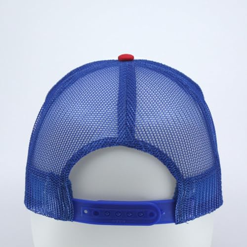 High Crown Foam Mesh Camouflage Tri-Color Oak Leaves Trucker Hat Baseball Cap - color: Red/White/Royal
