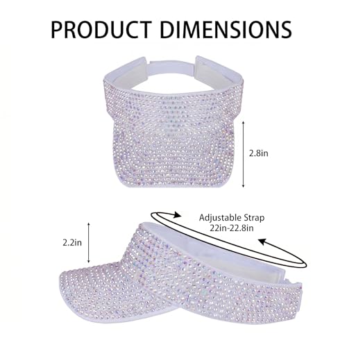 Shiny Rhinestones Visor Sport Wear Athletic Visor Sun Sports Hat Adjustable Cap for Women Outdoor Fashion Golf Hat