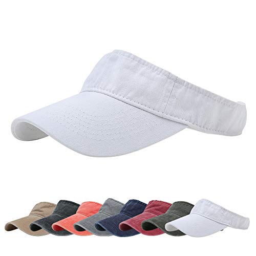Sport Sun Visor Hats Cotton Ball Caps Empty Top Baseball Sun Cap for Men Women - color: White