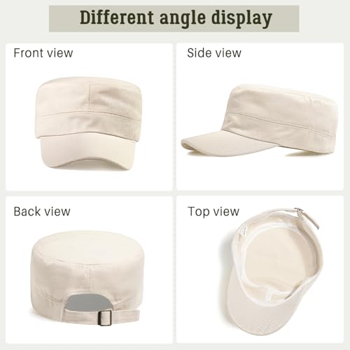 Glamorstar Unisex Cadet Army Hats 4 Pieces Military Flat Top Newsboy Cap - color: 4 Beige