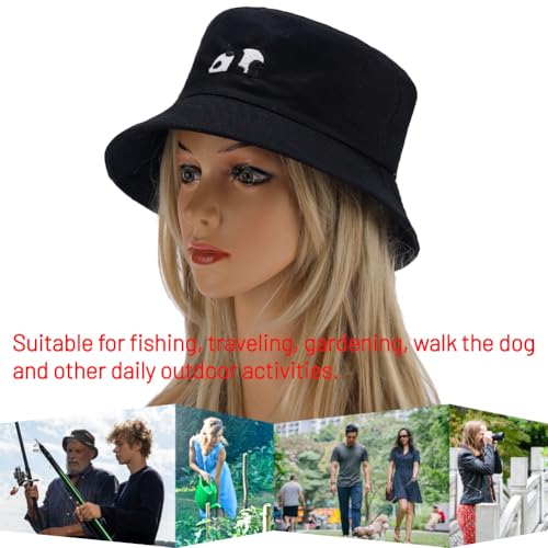 Cotton Bucket Hat for Women Men Summer Travel Sun Beach Bucket Cap, Unisex Outdoor Fisherman Hat - color: Panda 2