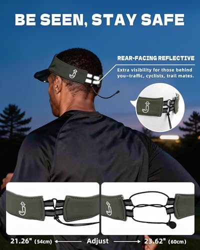 Transparent Sun Visor Hat for Women Men - UPF 50+ Clear Brim Adjustable Drawstring for Golf Tennis Pickleball - color: Olive Green