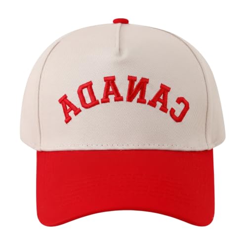 Upside Down Canada Baseball Cap, Embroidered Retro 5-Panel Snapback Hat for Men Women, Casual Streetwear Two-One Trucker Hat - color: Canada Red
