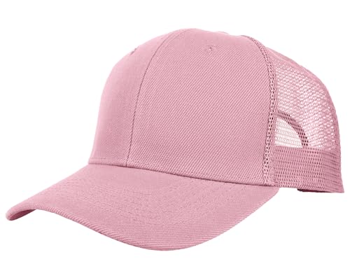 Gelante Mesh Trucker Hat Baseball Cap Structured Front Panel Wholesale LOT 12 Pack - color: Light Pink