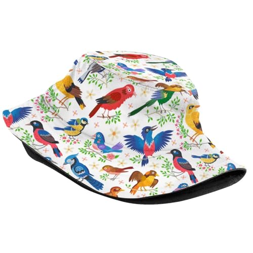 Funny Pattern Bucket Hat, Unisex Summer Sun Hat Packable Beach Travel Fisherman Cap for Women Men - color: Funny Bird Pattern