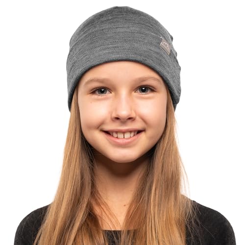 100% Merino Wool Beanie Kids - Unisex Wool Cap 17.5um for Kids -Toddler Hat - color: Grey Melange