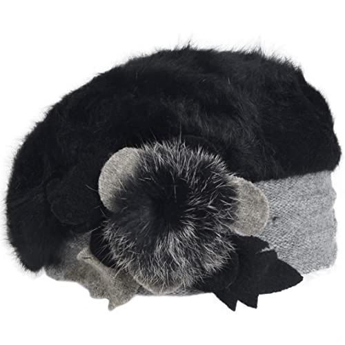 VECRY Women's 100% Wool Bucket Hat Felt Cloche Beret Dress Winter Beanie Hats - color: Angola Black