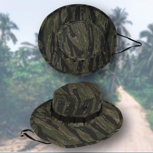 Rothco Vintage Vietnam Style Boonie Hat - Durable Rip-Stop Cotton – Tactical Sun Protection - color: Tiger Stripe Camo, size: 7