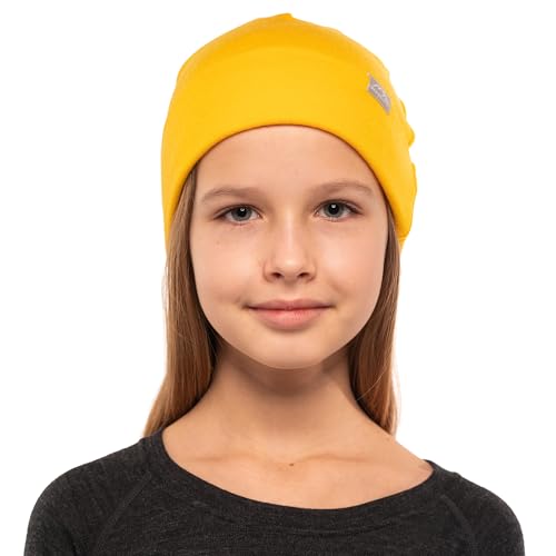 100% Merino Wool Beanie Kids - Unisex Wool Cap 17.5um for Kids -Toddler Hat - color: Mustard
