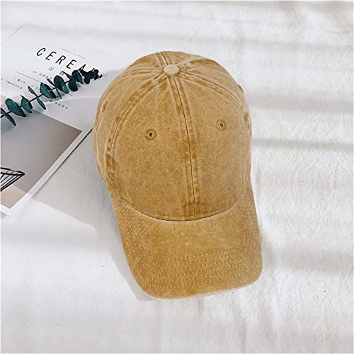 HH HOFNEN Baseball Cap Washed Cotton Unstructured Vintage Hat for Men Women - color: #1 Yellow