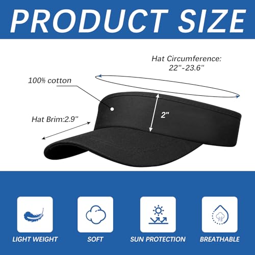 Adjustable Sport Sun Visor Hats Bulk Solid Color Blank Golf Cap Anti Ultraviolet for Beach Tennis Baseball - color: Black