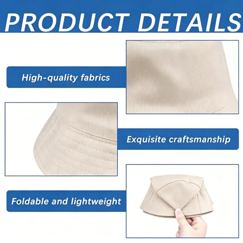 Bucket Hats Bulk Solid Color DIY Blank Hat Bucket Hats for Men, Women and Adults - color: 3pcs Beige Bucket Hat