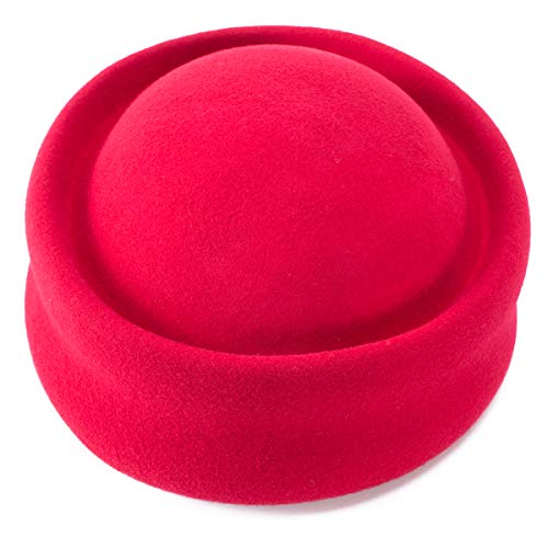 Lawliet Womens 100% Wool Felt Fascinator Hostess Pillbox Millinery Hat Base B028 - color: Red