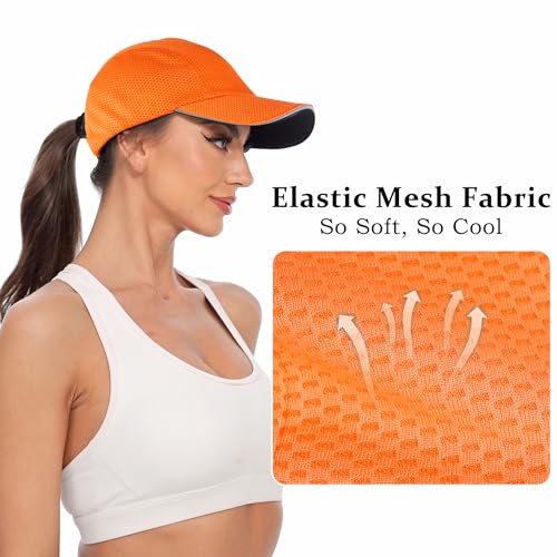 GADIEMKENSD Women's Race Day Running Cap Performance Mesh Hat - Excellent Ventilation, Lightweight, Reflective Safety - color: Bright Orange