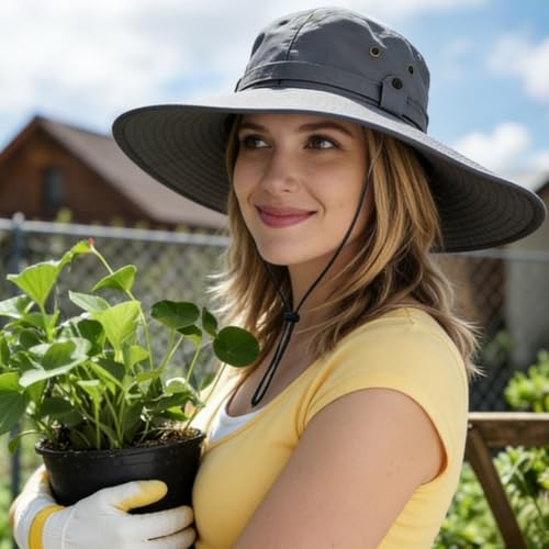 Super Wide Brim Sun Hat for Men/Women–UPF 50+ UV Protection, Large Bucket Hat for Fishing, Hiking, Gardening - color: U044 Gray Blue, size: X-Large