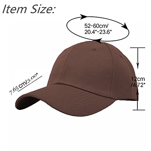 Glory Max Plain Baseball Cap Hook & Loop Strap Adjustable Solid Blank Curved Visor Hat - color: Brown