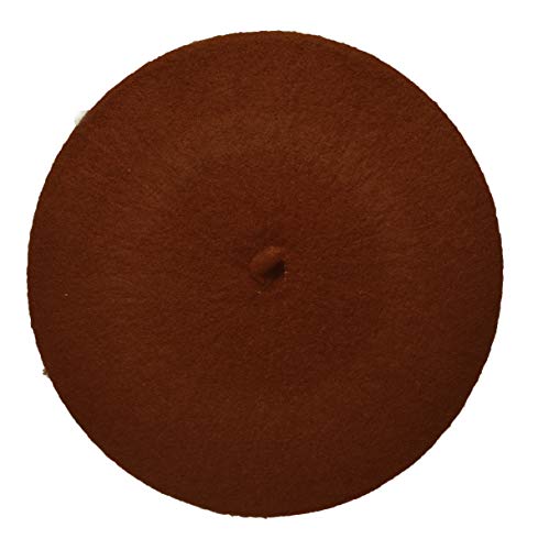 French Style Lightweight Casual Classic Beanie Solid Color Wool Beret - color: Rust