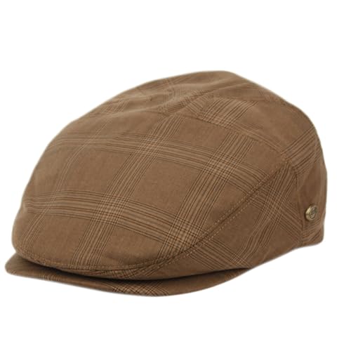 Men’s Cotton Flat Ivy Cap Lightweight Breathable Driving Hat Classic Golf Cabbie Newsboy Style Cap - color: Brown-iv4129, size: Large-X-Large
