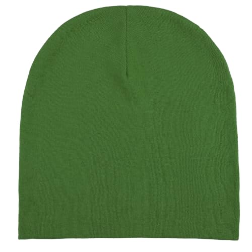 Thin 100% Cotton Fine-Knit Beanie Hat Slouchy Soft Chemo Skull Cap - color: 1-turquoise Green