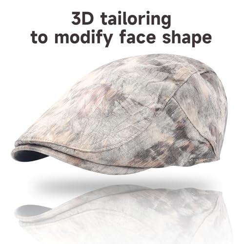 Flat Cap Men Vintage Distressed Ivy Newsboy Hat Lightweigh Driving Golf Cap - color: #B38-khaki