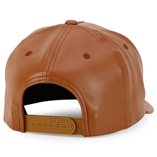 Trendy Apparel Shop PU Leather 5 Panel Structured High Profile Snapback Cap - color: Wheat