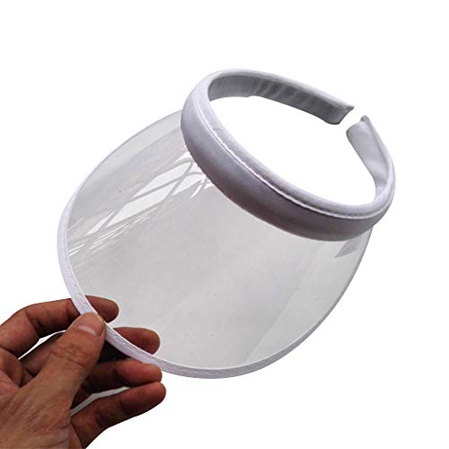 Sun Hat Unisex Summer Candy Color UV for Open Top for Sun Visor Hat Transparent PVC Plastic Wide Brim Clip-On Sport B - color: Pink