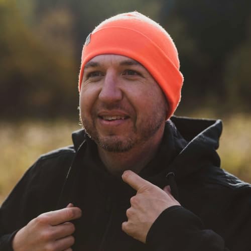 100% Merino Wool Cuff Beanie - Warm Winter Hat - Novelty Beanie - Toque - color: Blaze Orange